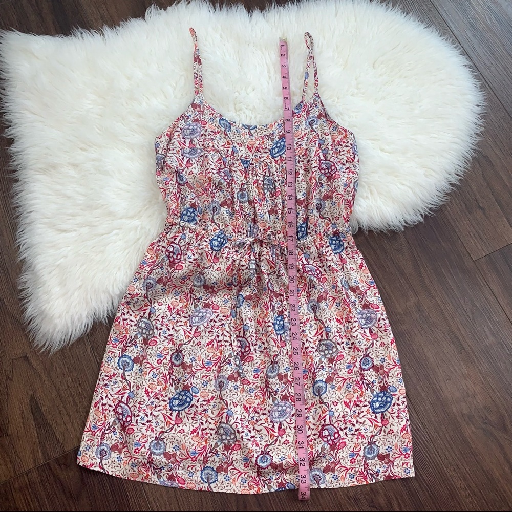 Ace Delivery Women’s Small Red Floral Spaghetti Strap Drawstring Waist Dress - Picture 8 of 11